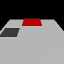 A plane and a cube lit by a directional light, the cube's shadow falling across the plane