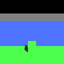 The shadow visibility debug view, each shadow cascade tinted a different colour
